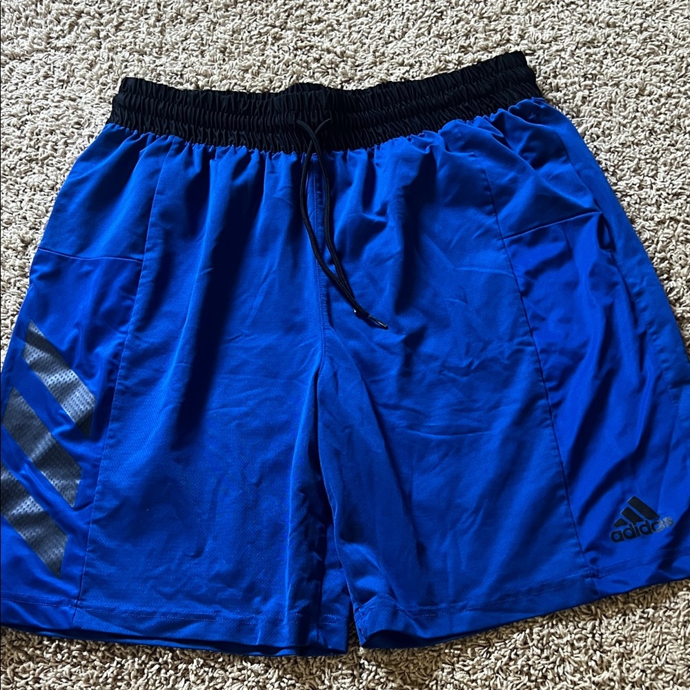 Adidas Men's Royal Blue and Black Athletic Shorts